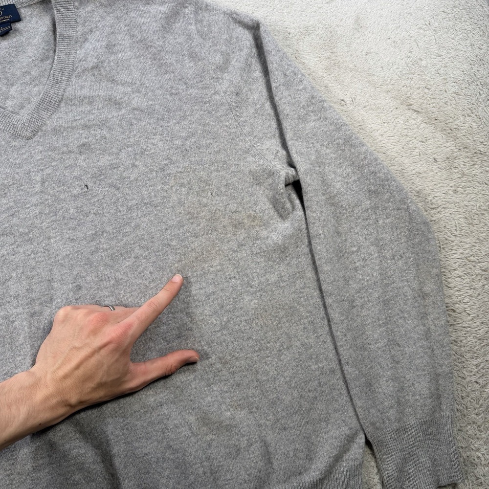 Brooks Brothers Sweater Men Large Grey 100% Cashmere Crewneck Pullover Pure Soft - Picture 4 of 10
